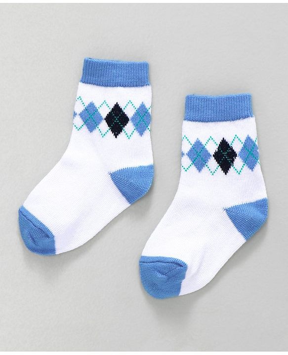 Cute Walk by Babyhug Ankle Length Socks Fish & Diamond Design Pack of 3 - Green White Black