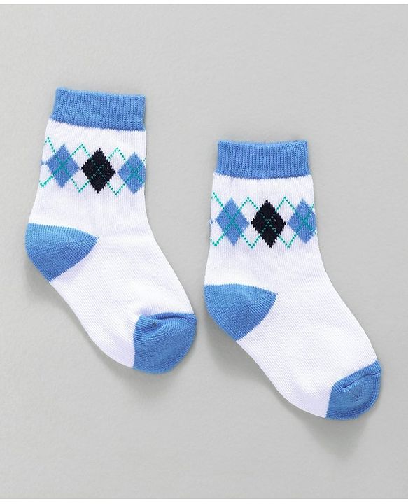 Cute Walk by Babyhug Ankle Length Socks Fish & Diamond Design Pack of 3 - Green White Black
