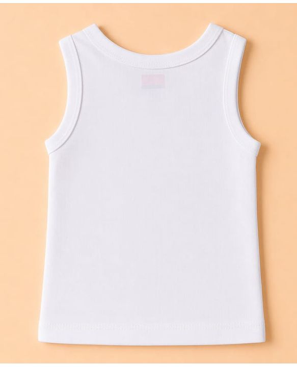 Babyhug 100% Cotton Knit Striped Sleeveless Vests With Geometric Print Pack of 3 -White