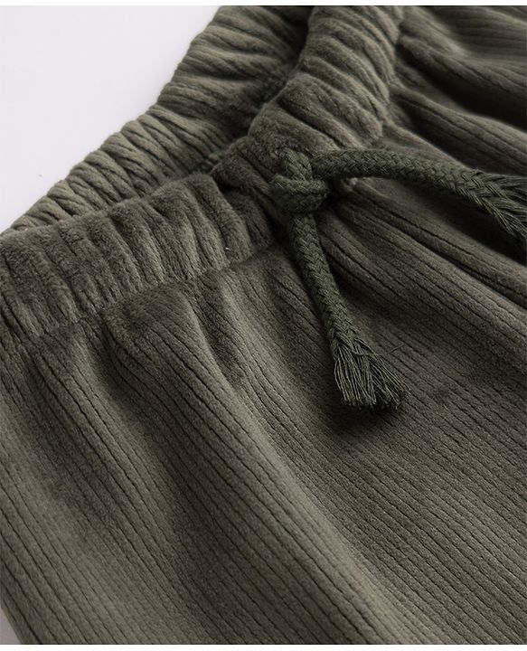 Babyhug Fleece Full Length Fleece and Woollen Pants in Olive Green