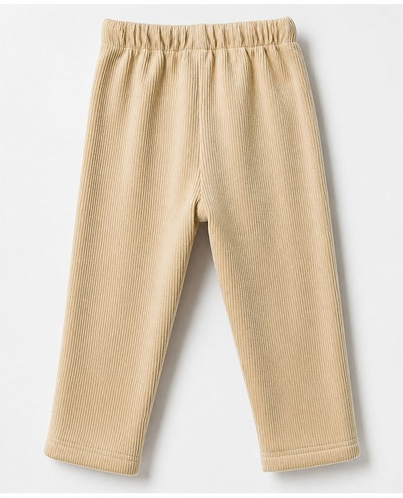 Babyhug Fleece Full Length Fleece and Woollen Pants in Olive Green