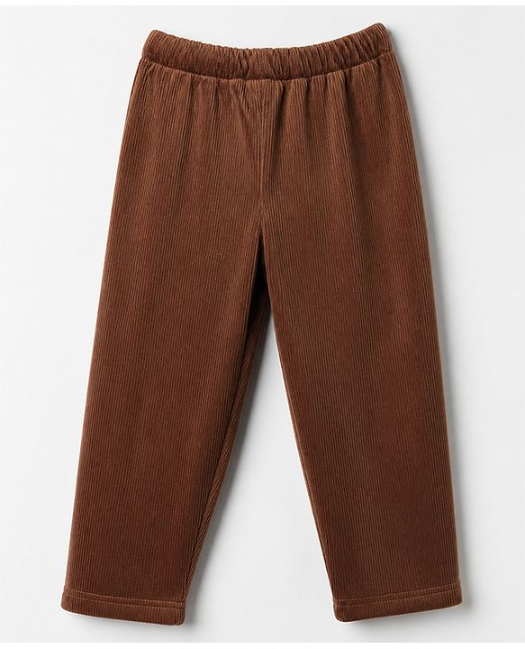 Babyhug Fleece Full Length Fleece and Woollen Pants in Olive Green