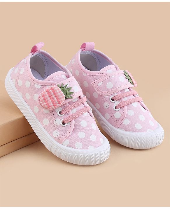 Cute Walk by Babyhug Velcro Closure Casual Shoes With Strawberry Applique - Pink