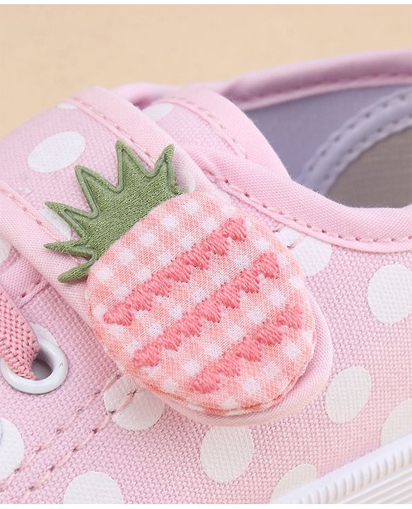 Cute Walk by Babyhug Velcro Closure Casual Shoes With Strawberry Applique - Pink