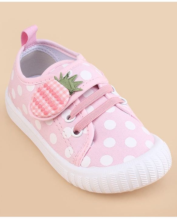 Cute Walk by Babyhug Velcro Closure Casual Shoes With Strawberry Applique - Pink