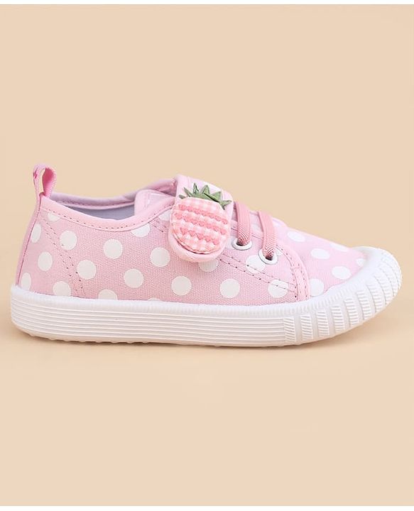 Cute Walk by Babyhug Velcro Closure Casual Shoes With Strawberry Applique - Pink