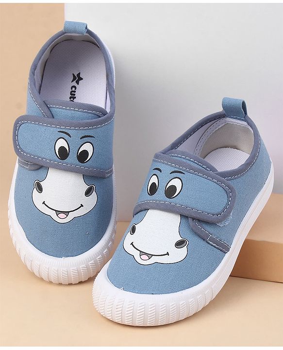 Cute Walk by Babyhug Velcro Closure Casual Shoes With Animal Print - Blue
