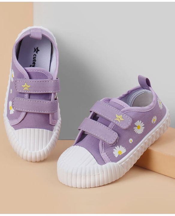 Cute Walk by Babyhug Velcro Closure Casual Shoes With Floral Print - Purple