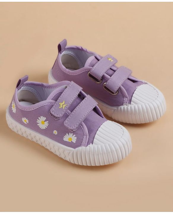 Cute Walk by Babyhug Velcro Closure Casual Shoes With Floral Print - Purple