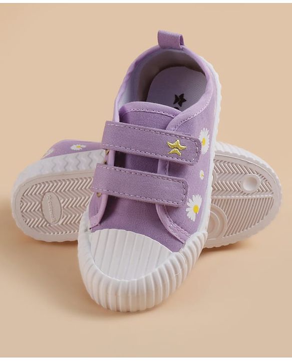 Cute Walk by Babyhug Velcro Closure Casual Shoes With Floral Print - Purple