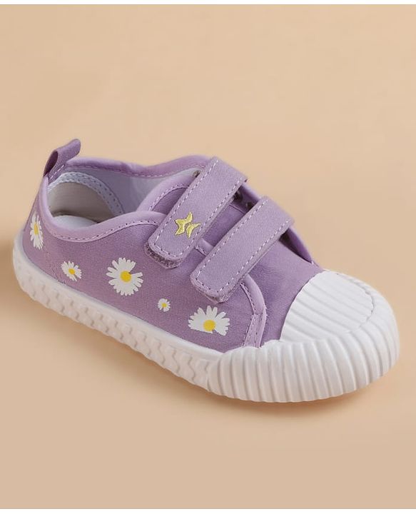 Cute Walk by Babyhug Velcro Closure Casual Shoes With Floral Print - Purple