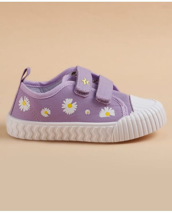 Cute Walk by Babyhug Velcro Closure Casual Shoes With Floral Print - Purple