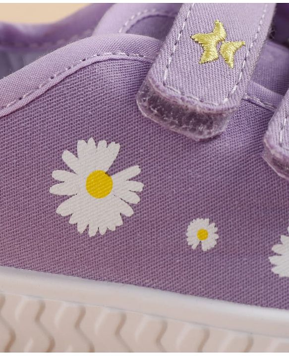 Cute Walk by Babyhug Velcro Closure Casual Shoes With Floral Print - Purple