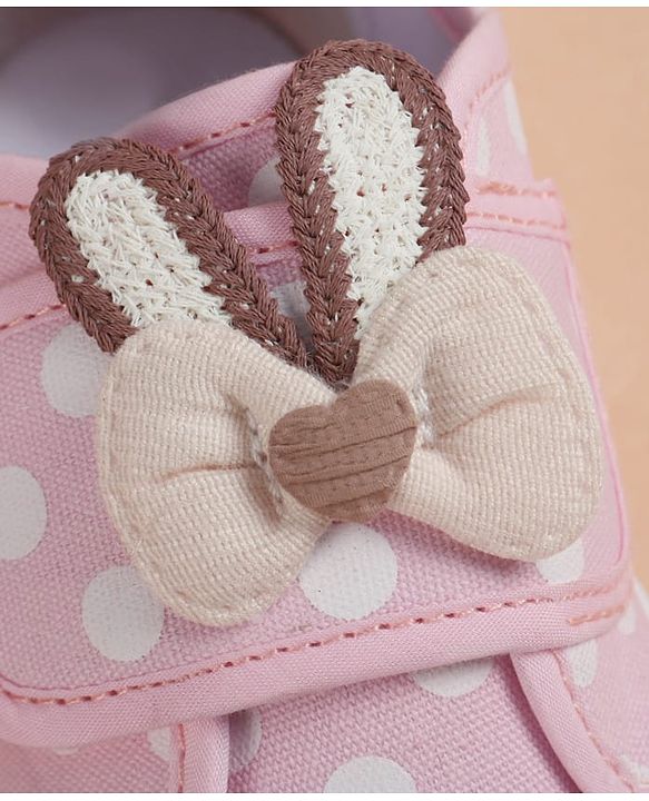 Cute Walk by Babyhug Velcro Closure Casual Shoes With Bow Applique - Pink