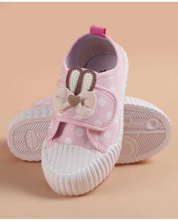 Cute Walk by Babyhug Velcro Closure Casual Shoes With Bow Applique - Pink