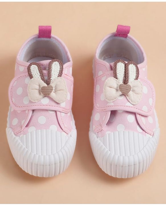 Cute Walk by Babyhug Velcro Closure Casual Shoes With Bow Applique - Pink