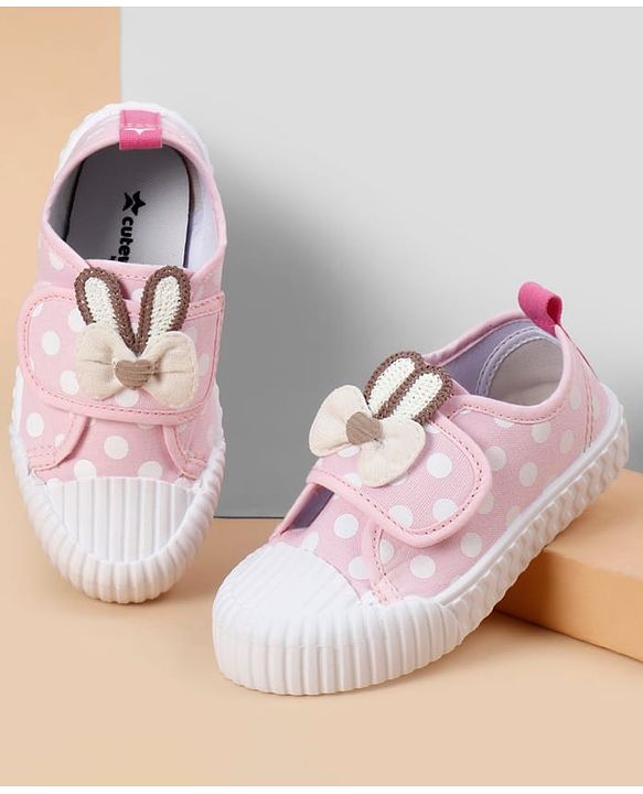 Cute Walk by Babyhug Velcro Closure Casual Shoes With Bow Applique - Pink