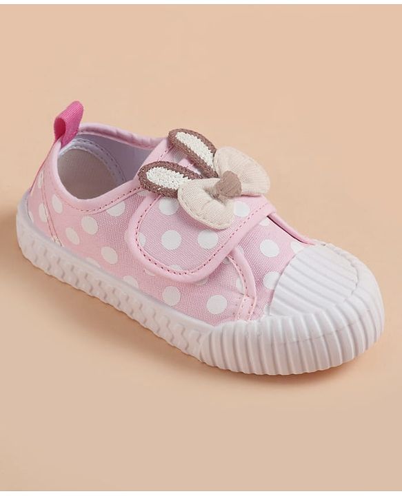 Cute Walk by Babyhug Velcro Closure Casual Shoes With Bow Applique - Pink