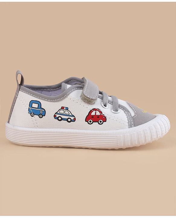 Cute Walk by Babyhug Velcro Closure Casual Shoes With Vehicle Print - Grey
