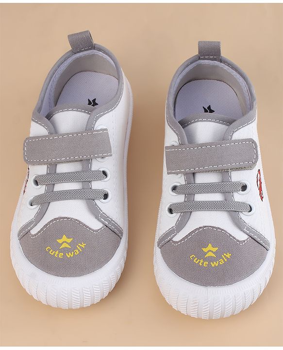 Cute Walk by Babyhug Velcro Closure Casual Shoes With Vehicle Print - Grey