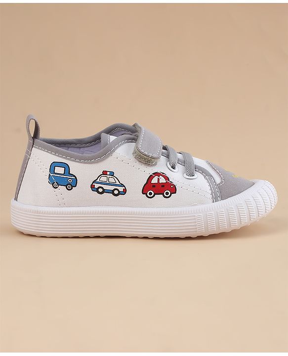 Cute Walk by Babyhug Velcro Closure Casual Shoes With Vehicle Print - Grey