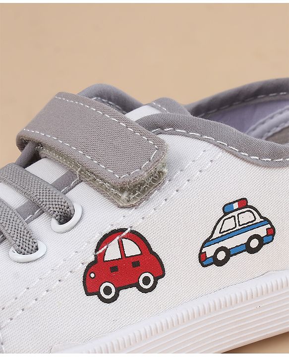 Cute Walk by Babyhug Velcro Closure Casual Shoes With Vehicle Print - Grey