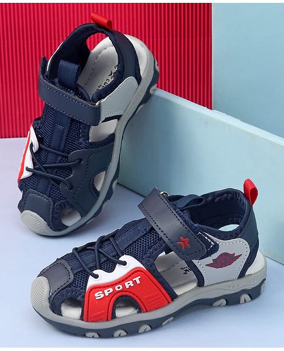 Cute Walk by Babyhug Velcro Closure Sports Printed Sandal - Navy