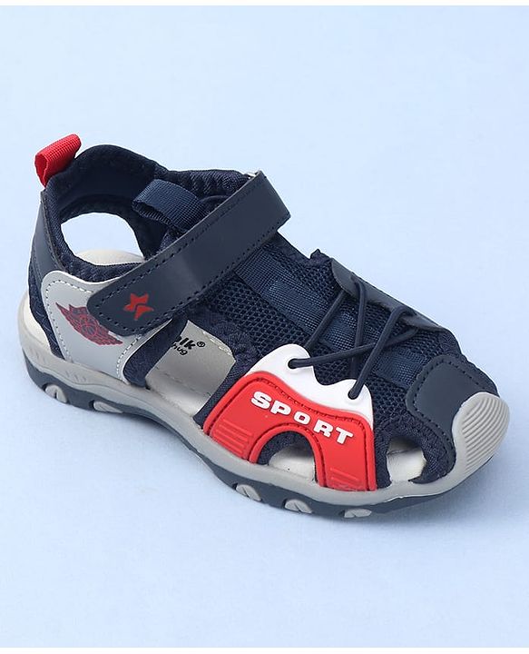 Cute Walk by Babyhug Velcro Closure Sports Printed Sandal - Navy