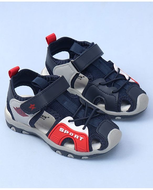 Cute Walk by Babyhug Velcro Closure Sports Printed Sandal - Navy