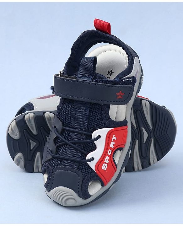 Cute Walk by Babyhug Velcro Closure Sports Printed Sandal - Navy