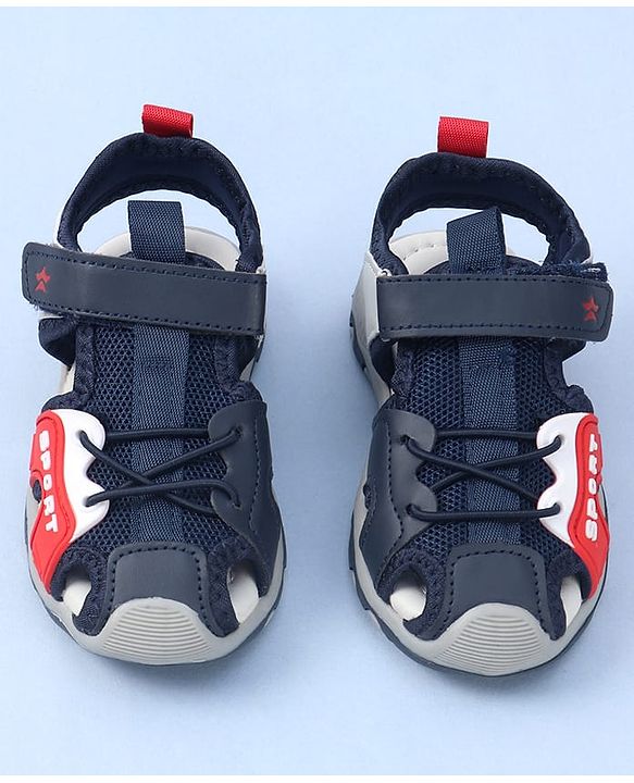 Cute Walk by Babyhug Velcro Closure Sports Printed Sandal - Navy