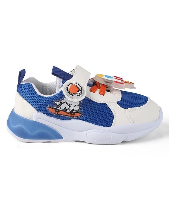 Cute Walk by Babyhug Velcro Closure Sneaker Shoes With Rocket Applique - Blue