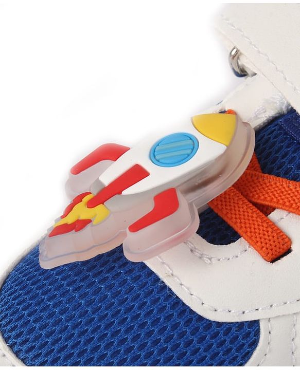Cute Walk by Babyhug Velcro Closure Sneaker Shoes With Rocket Applique - Blue