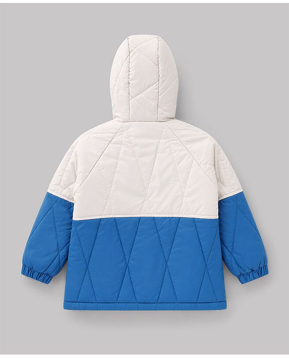 Babyhug Woven Full Sleeves Winter Jacket with Hood - Royal Blue