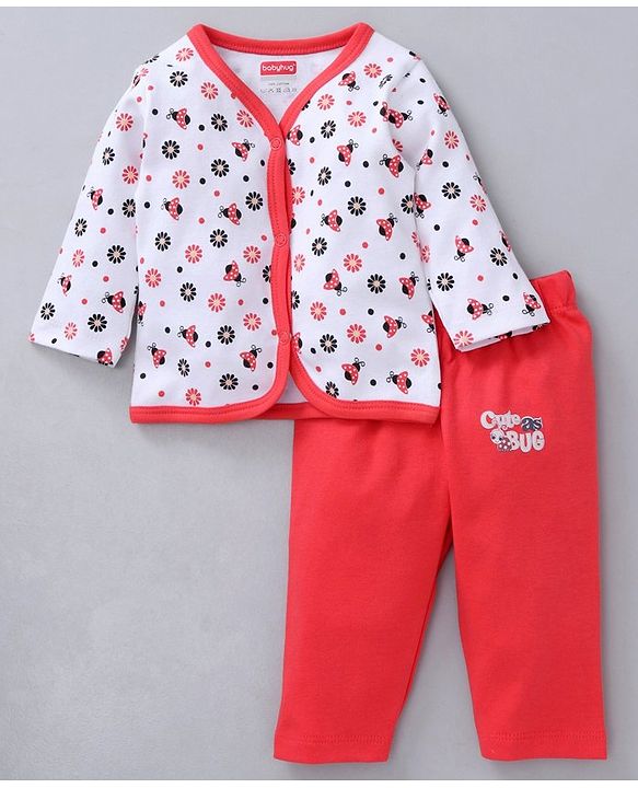 Babyhug Clothing Gift Set Ladybug Embroidery Red white - 5 Pieces