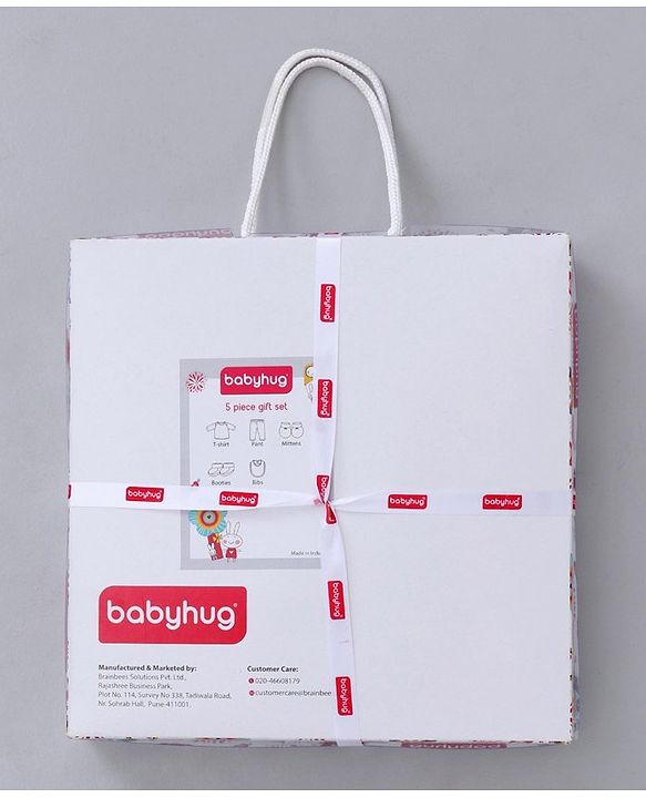 Babyhug Clothing Gift Set Ladybug Embroidery Red white - 5 Pieces