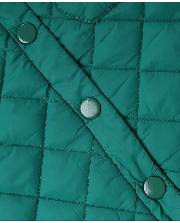 Babyhug Woven Full Sleeves Solid Colour Hooded Padded Jacket - Green
