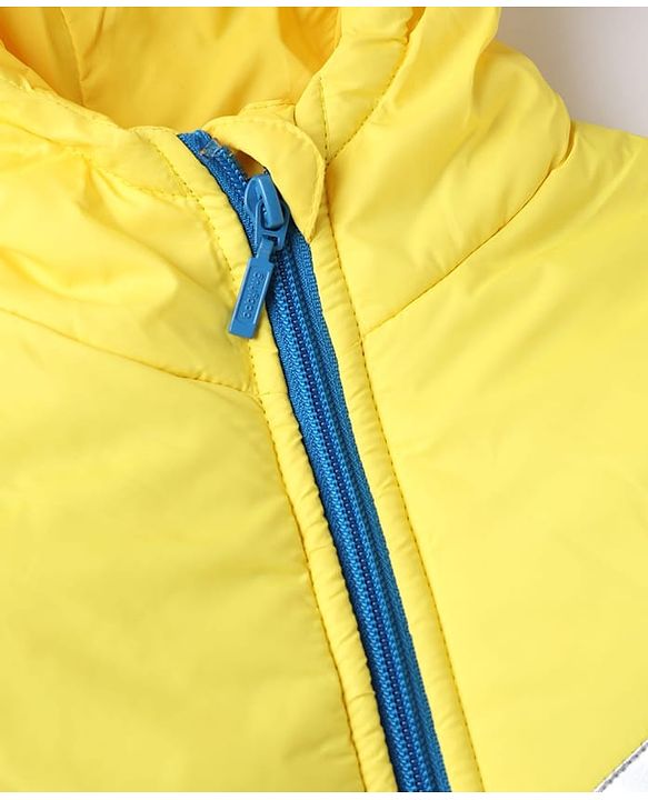 Babyhug Woven Padded Hooded Winter Jacket with Full Sleeves - Yellow