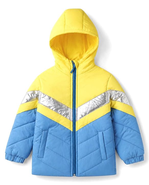 Babyhug Woven Padded Hooded Winter Jacket with Full Sleeves - Yellow