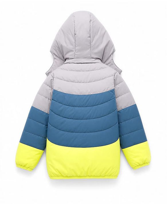 Babyhug Woven Winter Jacket with Full Sleeves and Mountain Patch - Grey