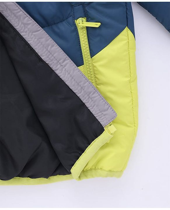 Babyhug Woven Winter Jacket with Full Sleeves and Mountain Patch - Grey