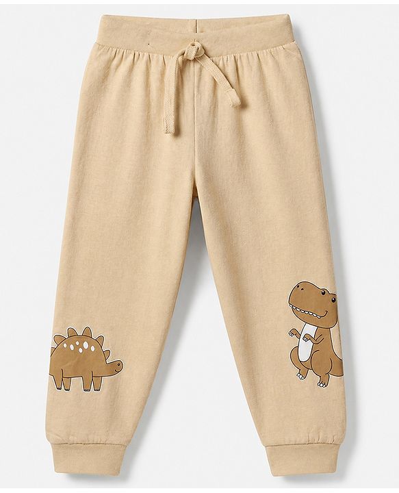 Babyhug Cotton Knit Full Length Joggers Fit Lounge Pant With Bear Print Pack of 3 - Brown Beige Navy Blue