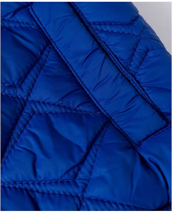 Babyhug Woven Sleeveless Hooded Padded Solid Colour Jacket - Royal Blue