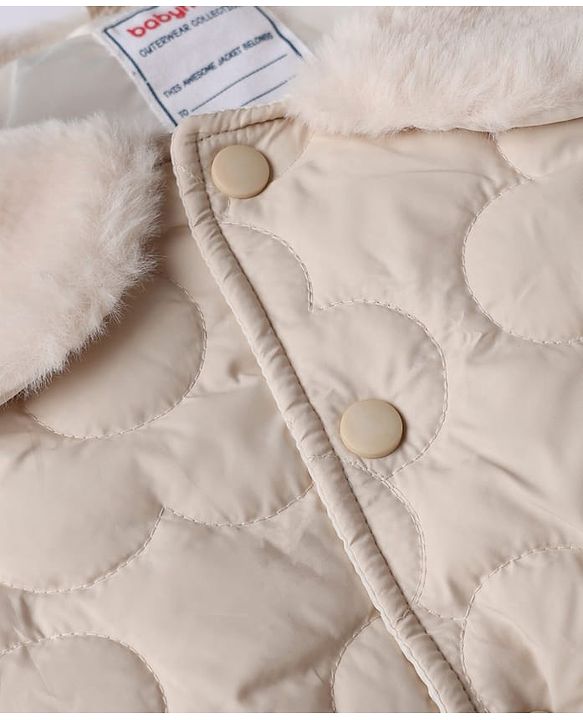 Babyhug Woven Padded Quilted Winter Jacket with Full Sleeves - Beige