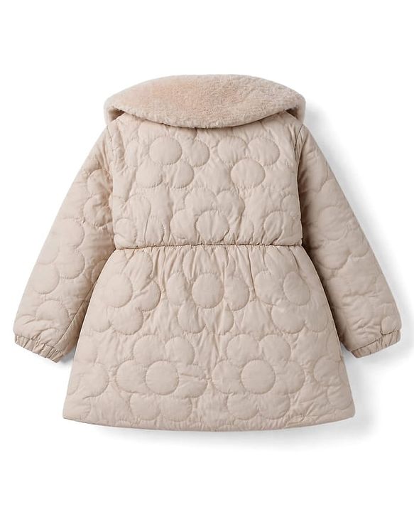 Babyhug Woven Padded Quilted Winter Jacket with Full Sleeves - Beige