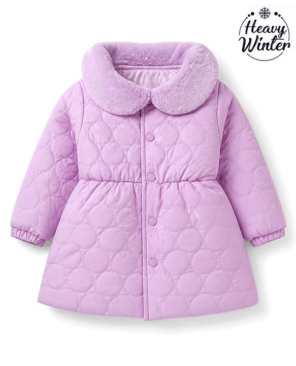 Babyhug Woven Padded Quilted Winter Jacket with Full Sleeves - Lavender