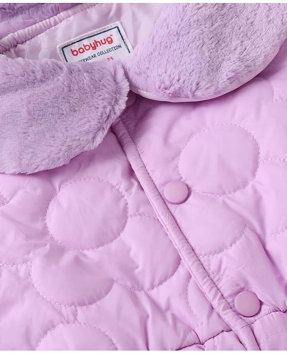 Babyhug Woven Padded Quilted Winter Jacket with Full Sleeves - Lavender