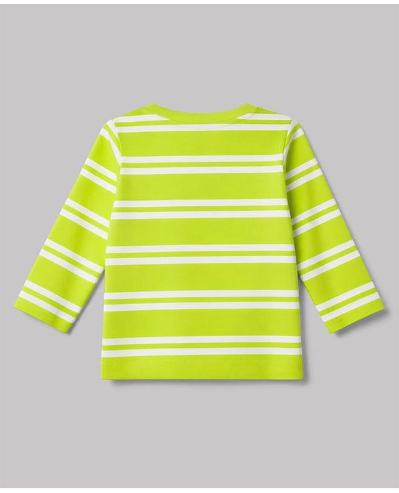 Babyhug 100% Cotton Interlock Knit Full Sleeves Striped T-Shirts with Hedgehog Animal Print Pack of 3 - White Limegreen