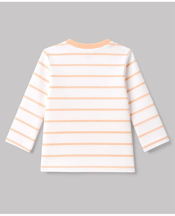 Babyhug 100% Cotton Interlock Knit Full Sleeves Striped T-Shirts with Hedgehog Animal Print Pack of 3 - White Limegreen