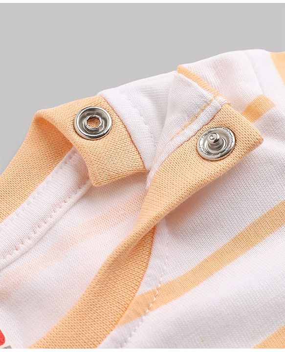 Babyhug 100% Cotton Interlock Knit Full Sleeves Striped T-Shirts with Hedgehog Animal Print Pack of 3 - White Limegreen